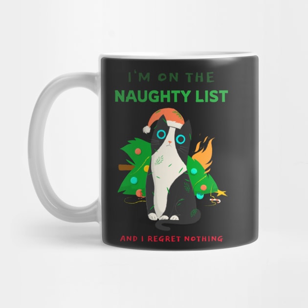 Im on the naughty list and I regret nothing cat by AllPrintsAndArt